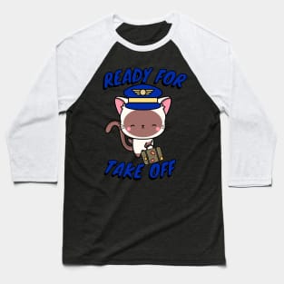 Pilot White cat Baseball T-Shirt